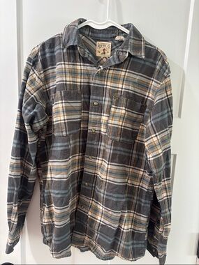 RedHead Men's Gray and Blue Plaid Button-Down Shirt
